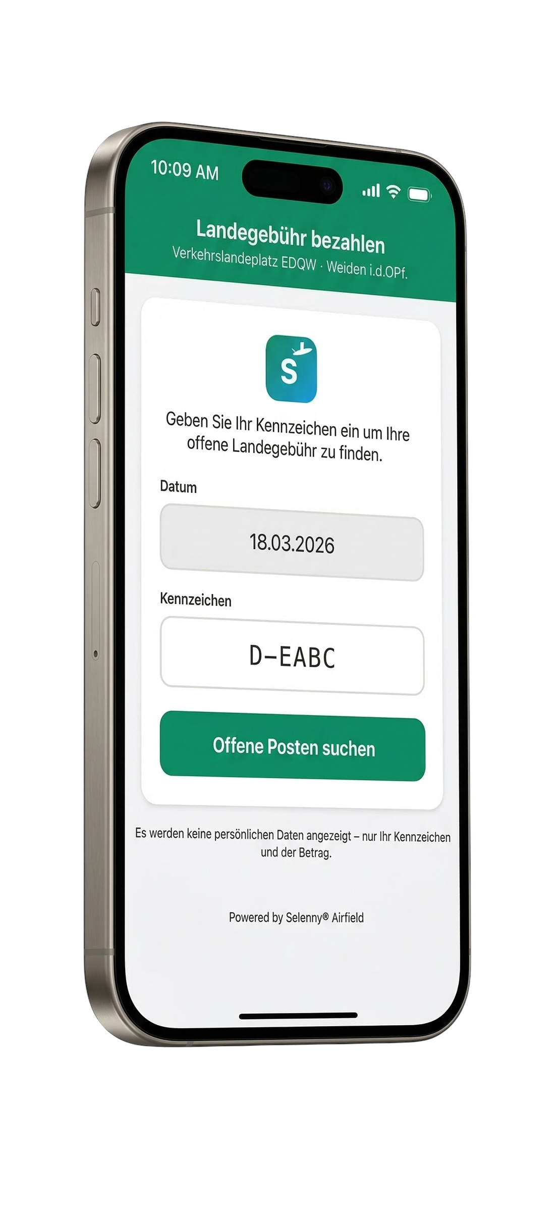 Selenny Airfield — Landegebühr bezahlen per Handy