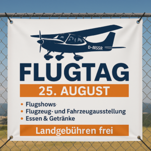 Werbebanner zum Flugtag - Fligh IN auf PVC oder Meshbanner