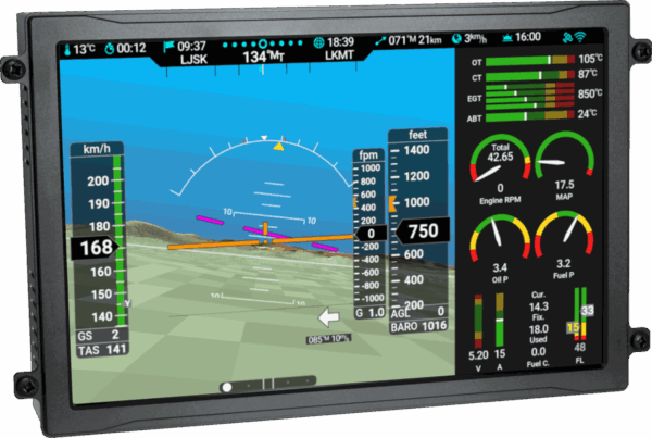 Nesis IV PFD mit Moving Map, Lufträumen und Terrainprofil für die Flugnavigation
